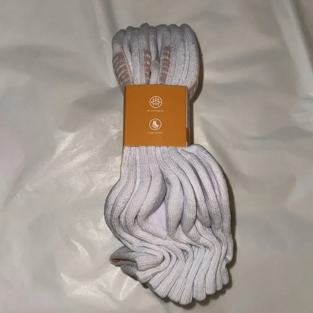 Timberland White Ivory Logo Aerated Half Cushioned Cotton Blend Socks 5 pack